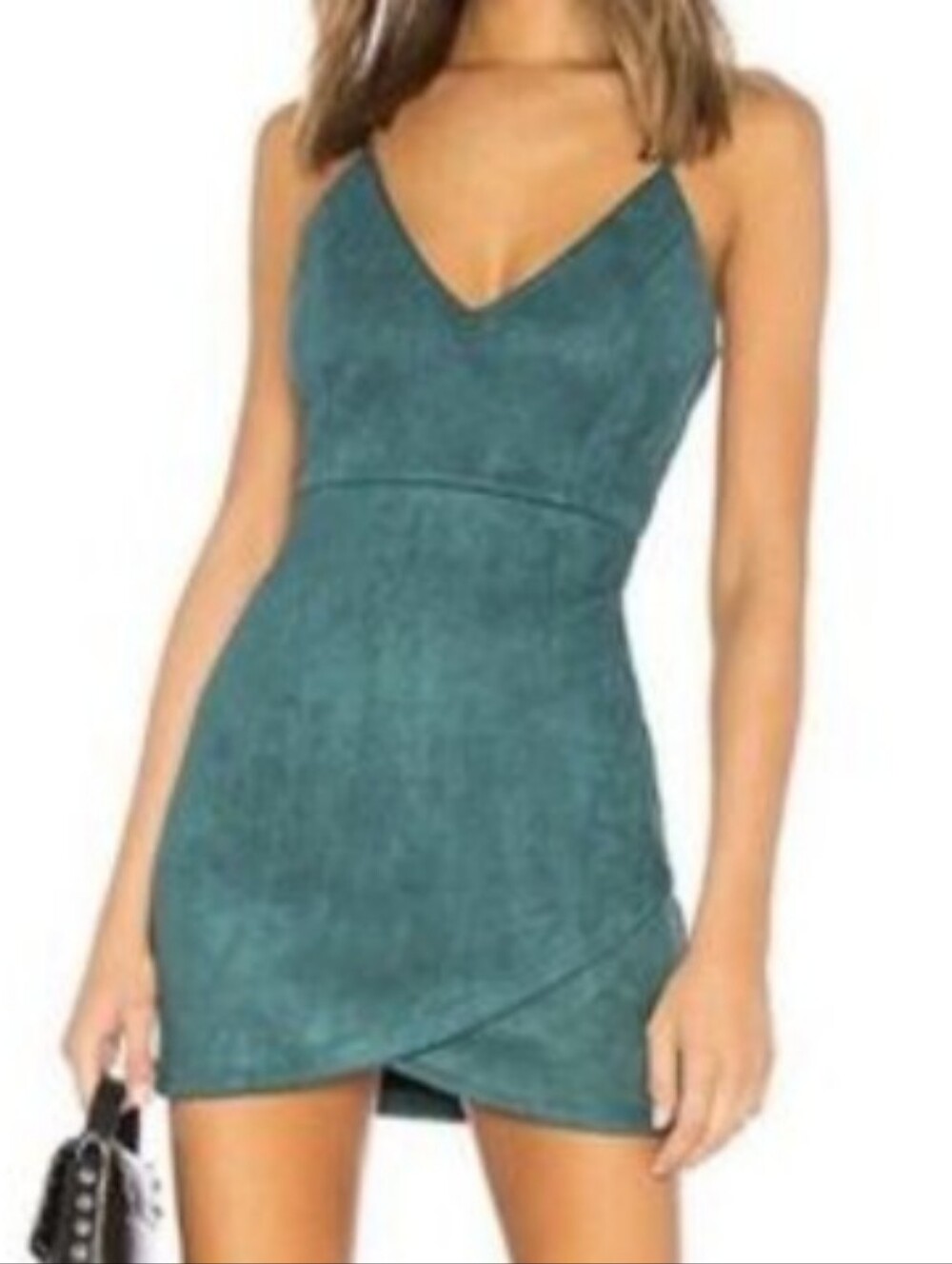 SUPERDOWN Revolve emerald green faux suede mini dress sz XXS